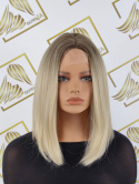 Peruka "Pola" fryzura Bob, kolor brąz ombre, small Lace Front - ręcznie tkana część linia czoła, syntetyczna-termiczna