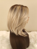 Peruka ”Mia” Lace Front, kolor blond ombre z refleksami, fryzura Long Bob z grzywką na prawą stronę, damska syntetyczna - termi