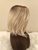 Peruka ”Mia” Lace Front, kolor blond ombre z refleksami, fryzura Long Bob z grzywką na prawą stronę, damska syntetyczna - termi