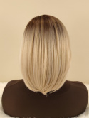 Peruka ”Mia” Lace Front, kolor blond ombre z refleksami, fryzura Long Bob z grzywką na prawą stronę, damska syntetyczna - termi