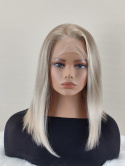 Peruka ”Zafira” Lace Front 13*6, kolor jasny blond balayage, fryzura włosy półdługie proste bez grzywki, damska syntetyczna