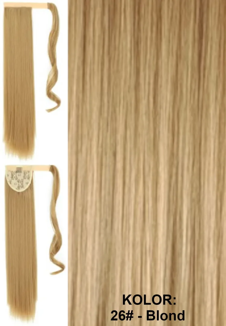 Kucyk - kitka, zawijana ta taśmie, włos prosty długość ok. 55cm, kolor blond, brąz, czarny, rudy - obrazek 8