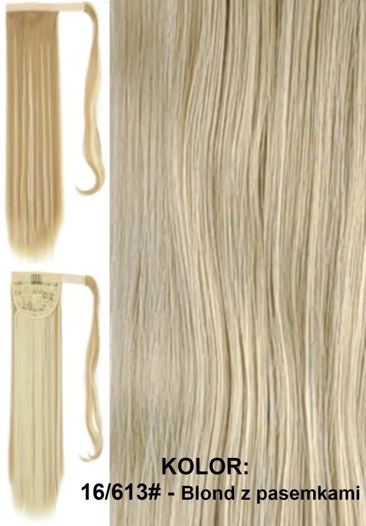 Kucyk - kitka, zawijana ta taśmie, włos prosty długość ok. 55cm, kolor blond, brąz, czarny, rudy - obrazek 9