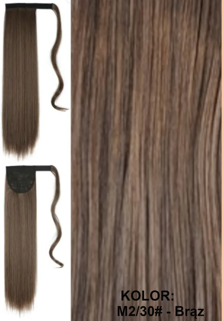Kucyk - kitka, zawijana ta taśmie, włos prosty długość ok. 55cm, kolor blond, brąz, czarny, rudy - obrazek 10