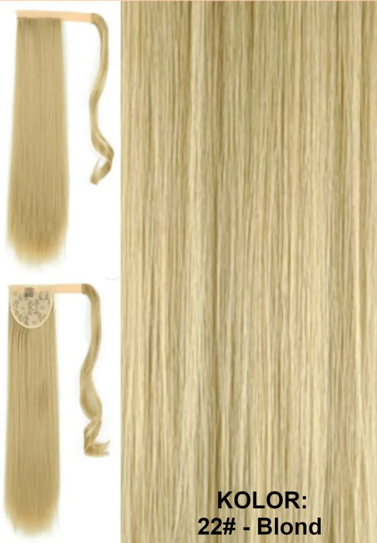 Kucyk - kitka, zawijana ta taśmie, włos prosty długość ok. 55cm, kolor blond, brąz, czarny, rudy - obrazek 11