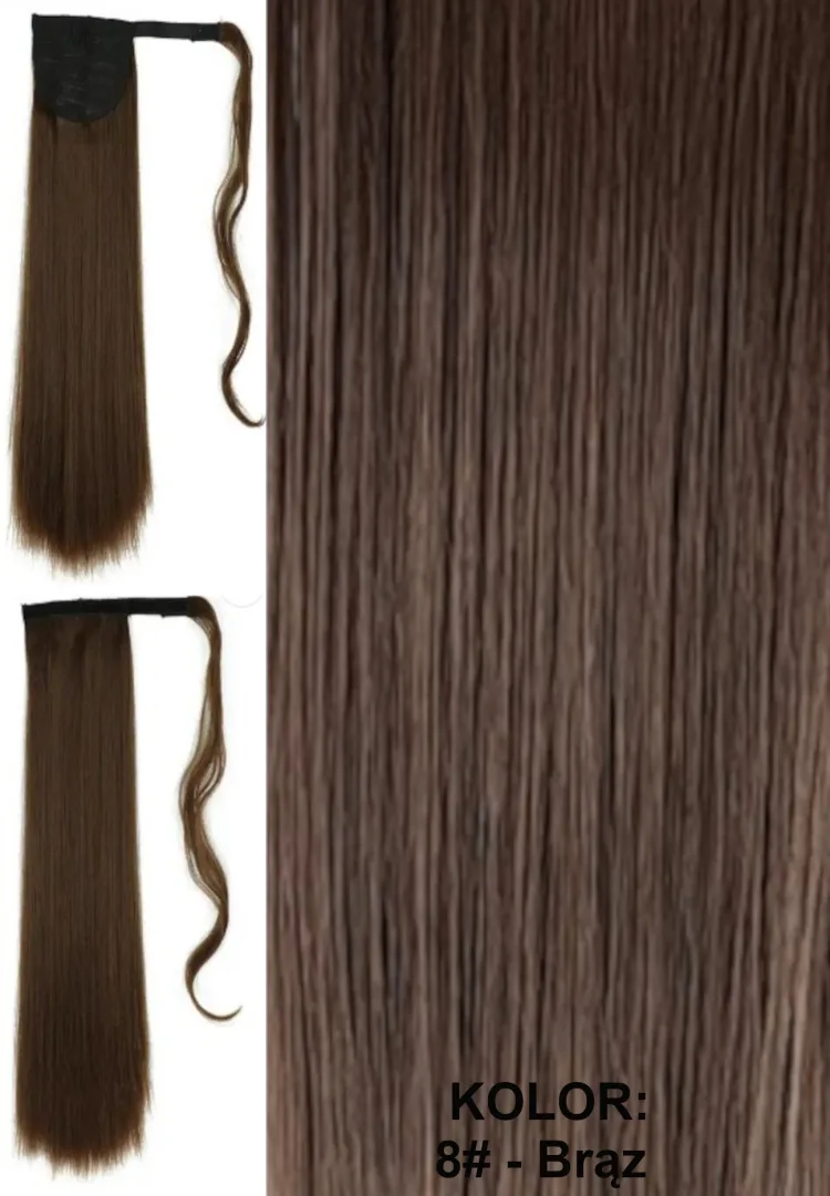 Kucyk - kitka, zawijana ta taśmie, włos prosty długość ok. 55cm, kolor blond, brąz, czarny, rudy - obrazek 12
