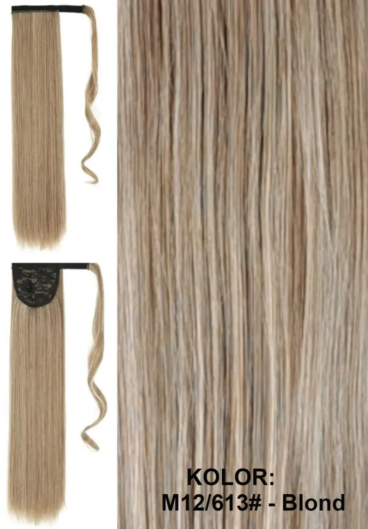 Kucyk - kitka, zawijana ta taśmie, włos prosty długość ok. 55cm, kolor blond, brąz, czarny, rudy - obrazek 14