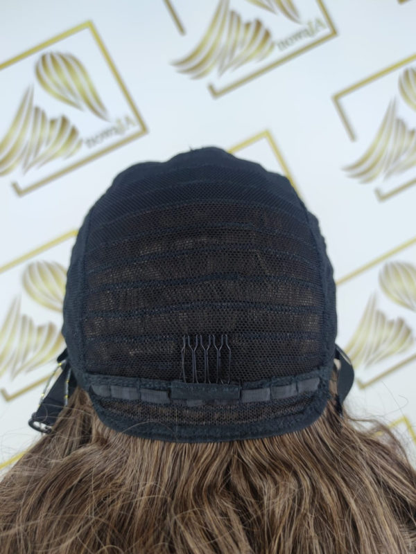 Peruka "Daniela" Lace Front, kolor brąz sombre, fryzura półdługie falowane włosy, damska syntetyczna - termiczna - obrazek 12