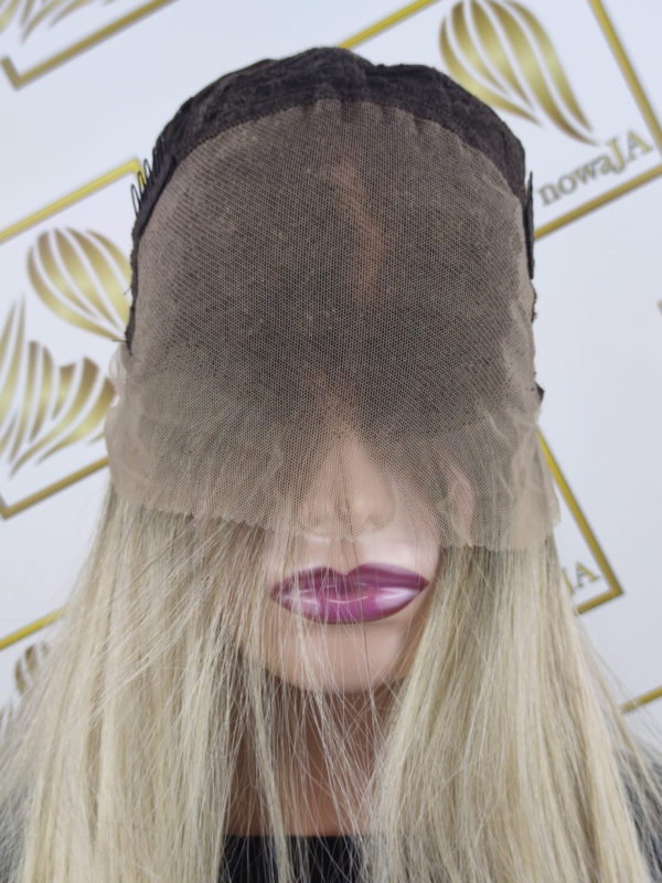 Peruka "Lilia 2" Lace Front 13*4, kolor blond ombre chłodny, fryzura włosy długie proste, damska syntetyczna - termiczna - obrazek 7