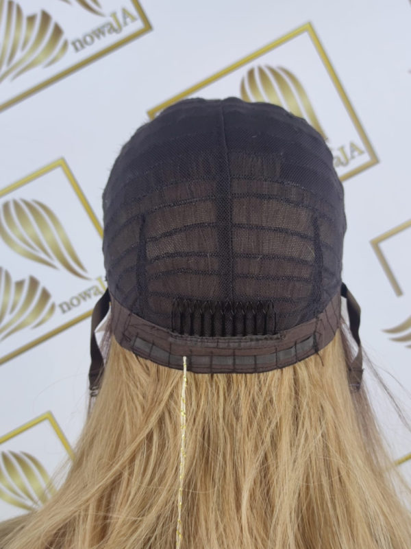 Peruka "Magdalena" Lace Front, kolor ciepły blond ombre, fryzura włosy proste jedwabiste, damska syntetyczna - termiczna - obrazek 8