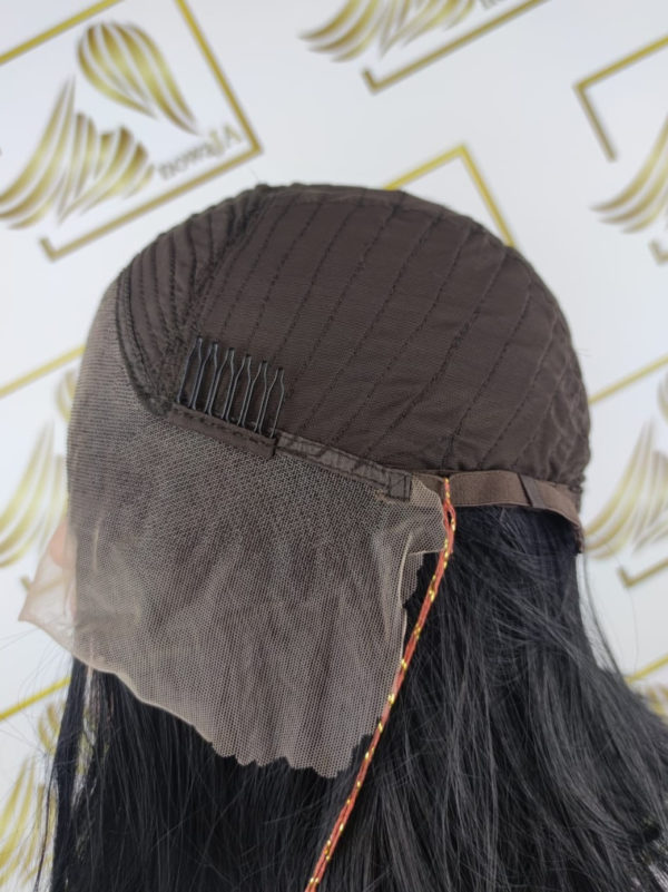Peruka "Oliwia" Lace Front 13*4, kolor czarny, fryzura Long Bob włosy do ramion, damska syntetyczna - termiczna - obrazek 8