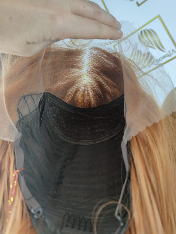 Peruka "Oliwia" Lace Front 13*4, kolor rudy brąz, fryzura Long Bob włosy do ramion, damska syntetyczna - termiczna - obrazek 6