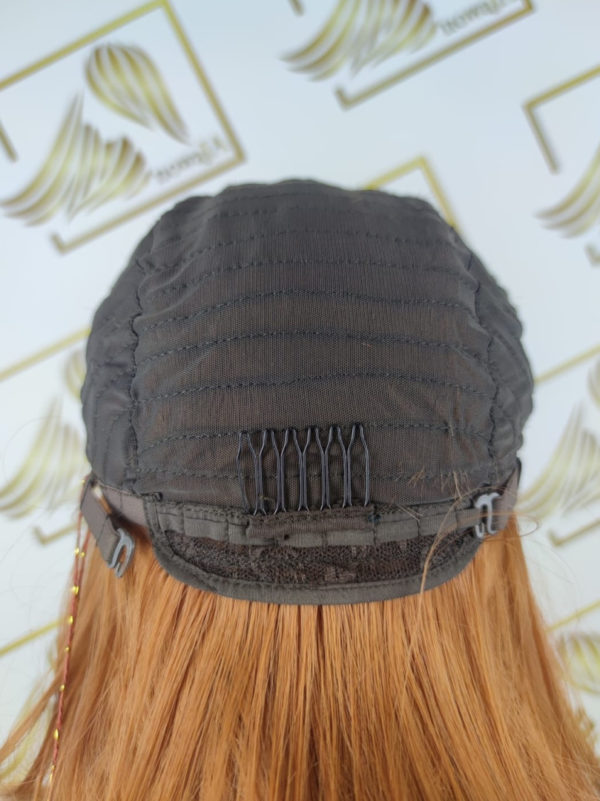 Peruka "Oliwia" Lace Front 13*4, kolor rudy brąz, fryzura Long Bob włosy do ramion, damska syntetyczna - termiczna - obrazek 9