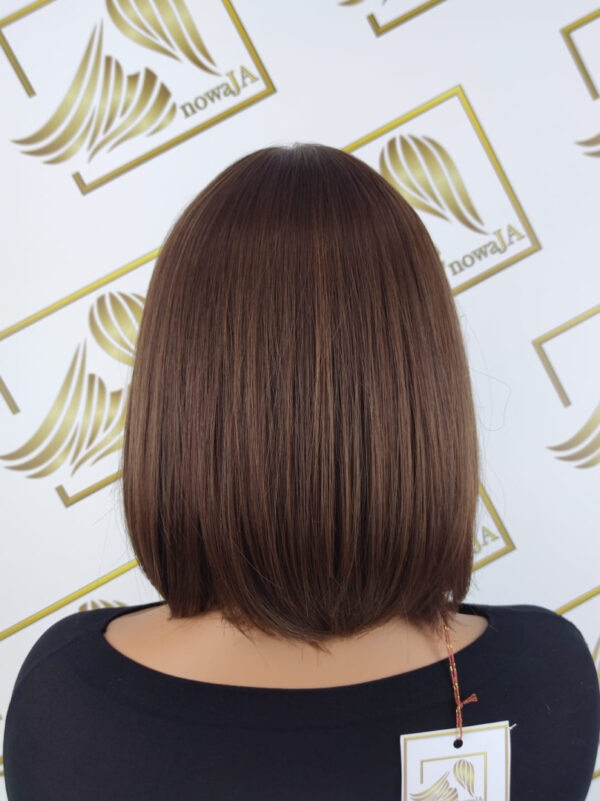 Peruka "Pola" Lace Front small, kolor brąz czekoladowy, fryzura Bob, damska syntetyczna - termiczna - obrazek 4