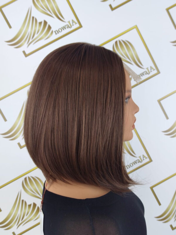 Peruka "Pola" Lace Front small, kolor brąz czekoladowy, fryzura Bob, damska syntetyczna - termiczna - obrazek 2