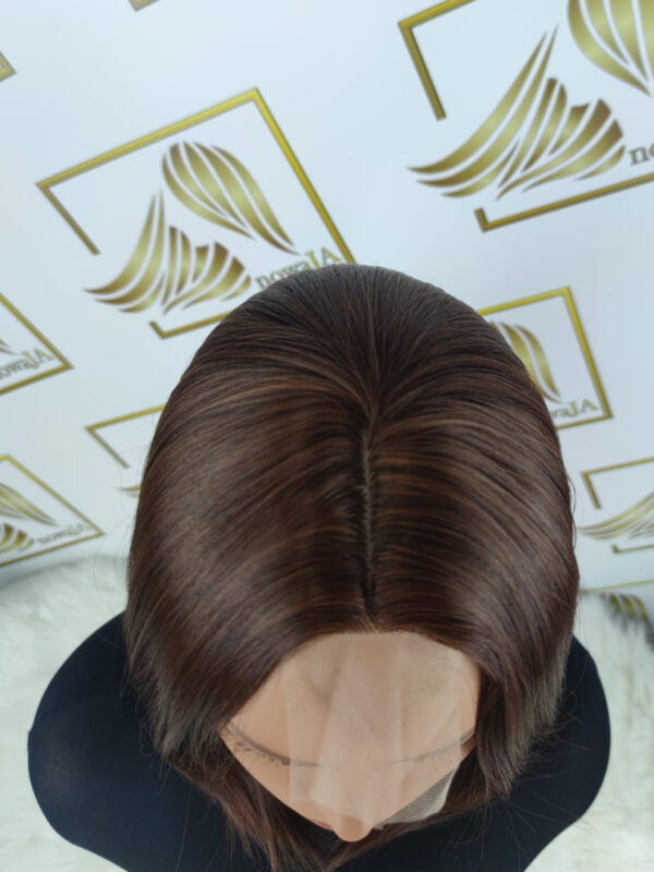 Peruka "Pola" Lace Front small, kolor brąz czekoladowy, fryzura Bob, damska syntetyczna - termiczna - obrazek 5