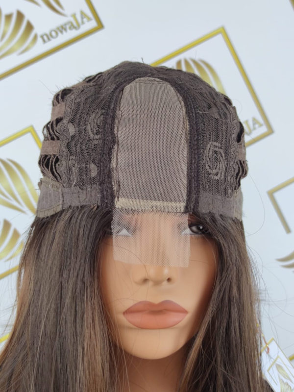 Peruka "Pola" Lace Front small, kolor brąz ciemny z refleksami, fryzura Long Bob, damska syntetyczna - termiczna - obrazek 6