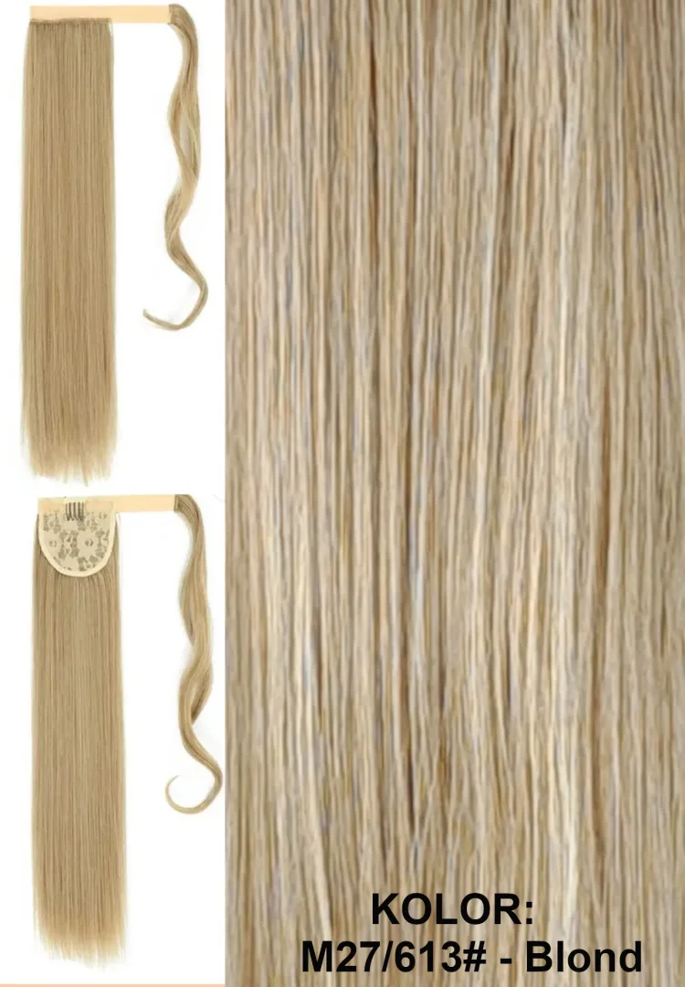 Kucyk - kitka, zawijana ta taśmie, włos prosty długość ok. 55cm, kolor blond, brąz, czarny, rudy - obrazek 2