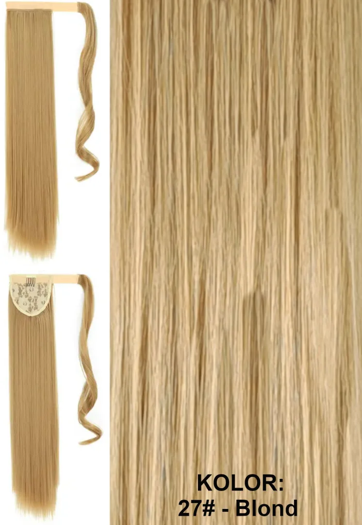 Kucyk - kitka, zawijana ta taśmie, włos prosty długość ok. 55cm, kolor blond, brąz, czarny, rudy - obrazek 5