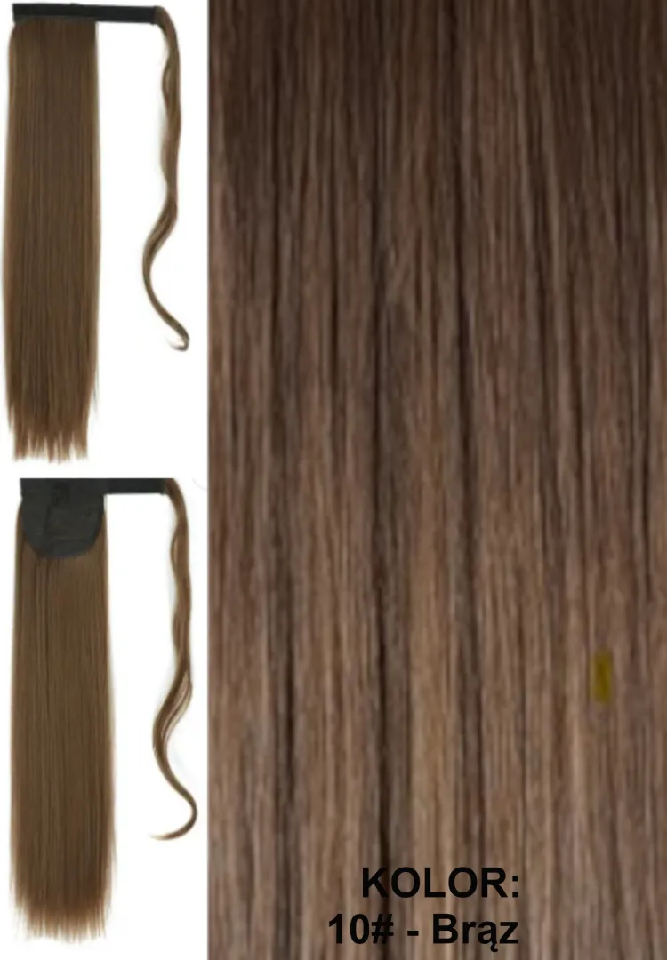 Kucyk - kitka, zawijana ta taśmie, włos prosty długość ok. 55cm, kolor blond, brąz, czarny, rudy - obrazek 6