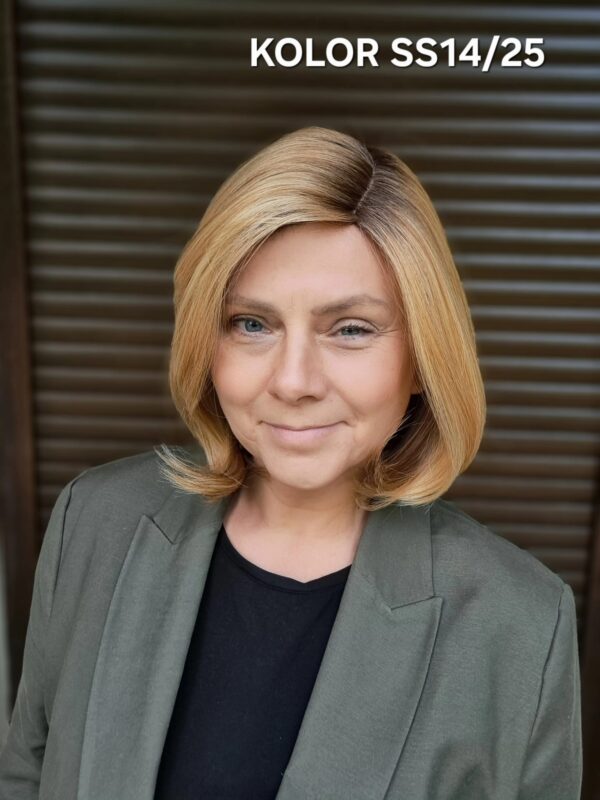 Peruka ”Pamela” dostępna w wielu kolorach, fryzura Bob włosy półdługie z grzywką, damska syntetyczna - termiczna - obrazek 18