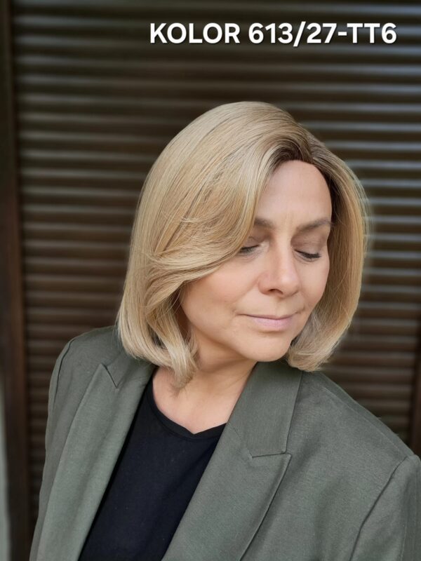Peruka ”Pamela” dostępna w wielu kolorach, fryzura Bob włosy półdługie z grzywką, damska syntetyczna - termiczna - obrazek 11