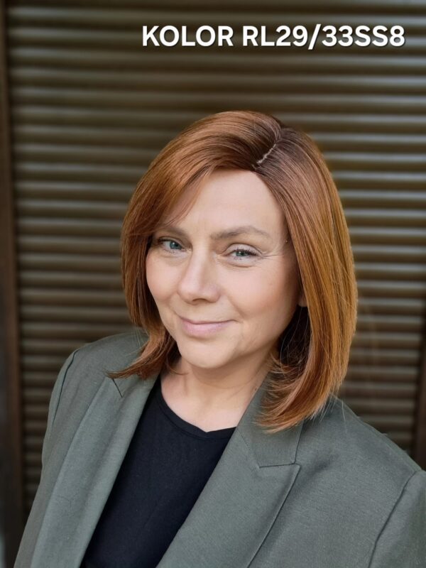 Peruka ”Pamela” dostępna w wielu kolorach, fryzura Bob włosy półdługie z grzywką, damska syntetyczna - termiczna - obrazek 21