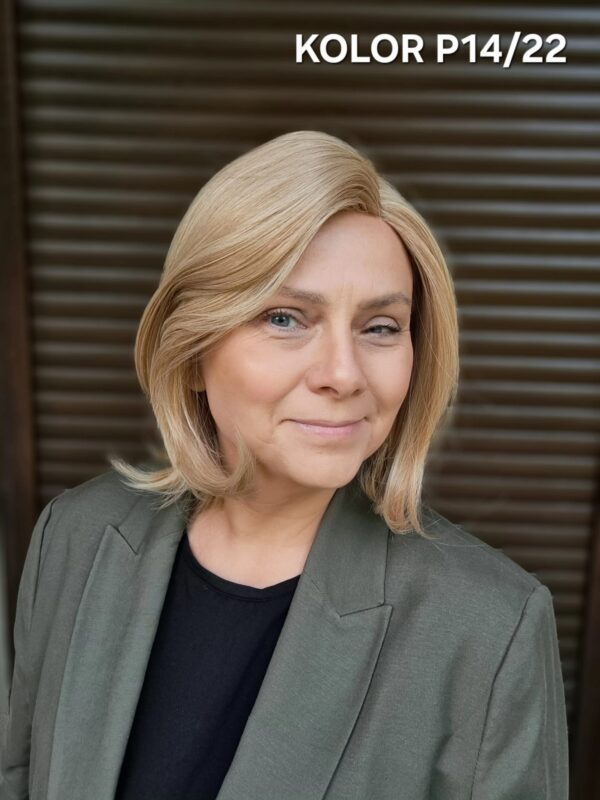 Peruka ”Pamela” dostępna w wielu kolorach, fryzura Bob włosy półdługie z grzywką, damska syntetyczna - termiczna - obrazek 25