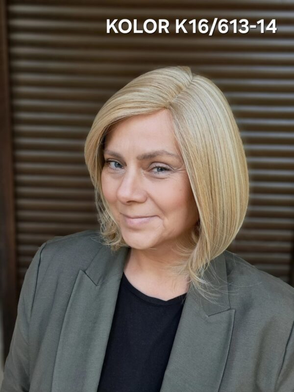 Peruka ”Pamela” dostępna w wielu kolorach, fryzura Bob włosy półdługie z grzywką, damska syntetyczna - termiczna - obrazek 16