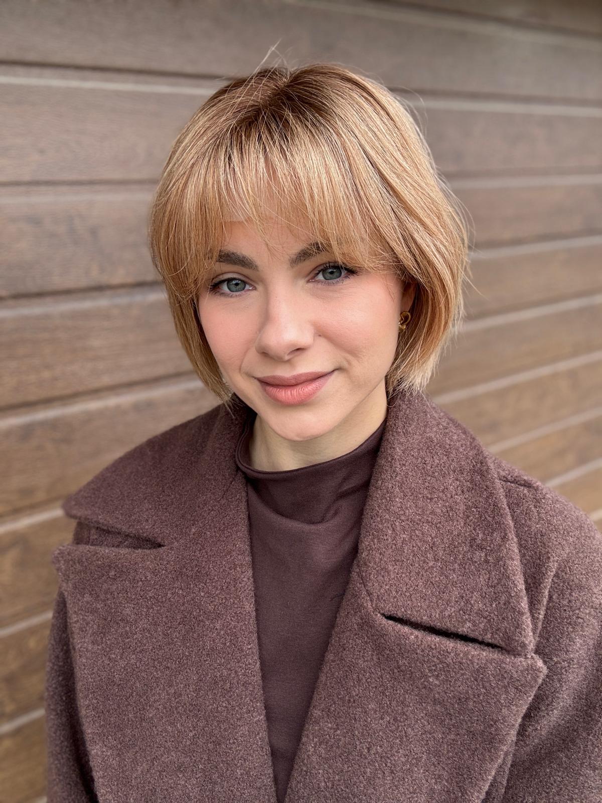 Peruka ”Jagoda” Włos naturalny, Lace Front 13*6, kolor jasny brąz sombre