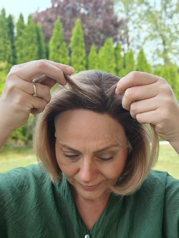 Peruka ”Dobrawa” Włos naturalny, Lace Front 13*4, kolor jasny brąz sombre - obrazek 4