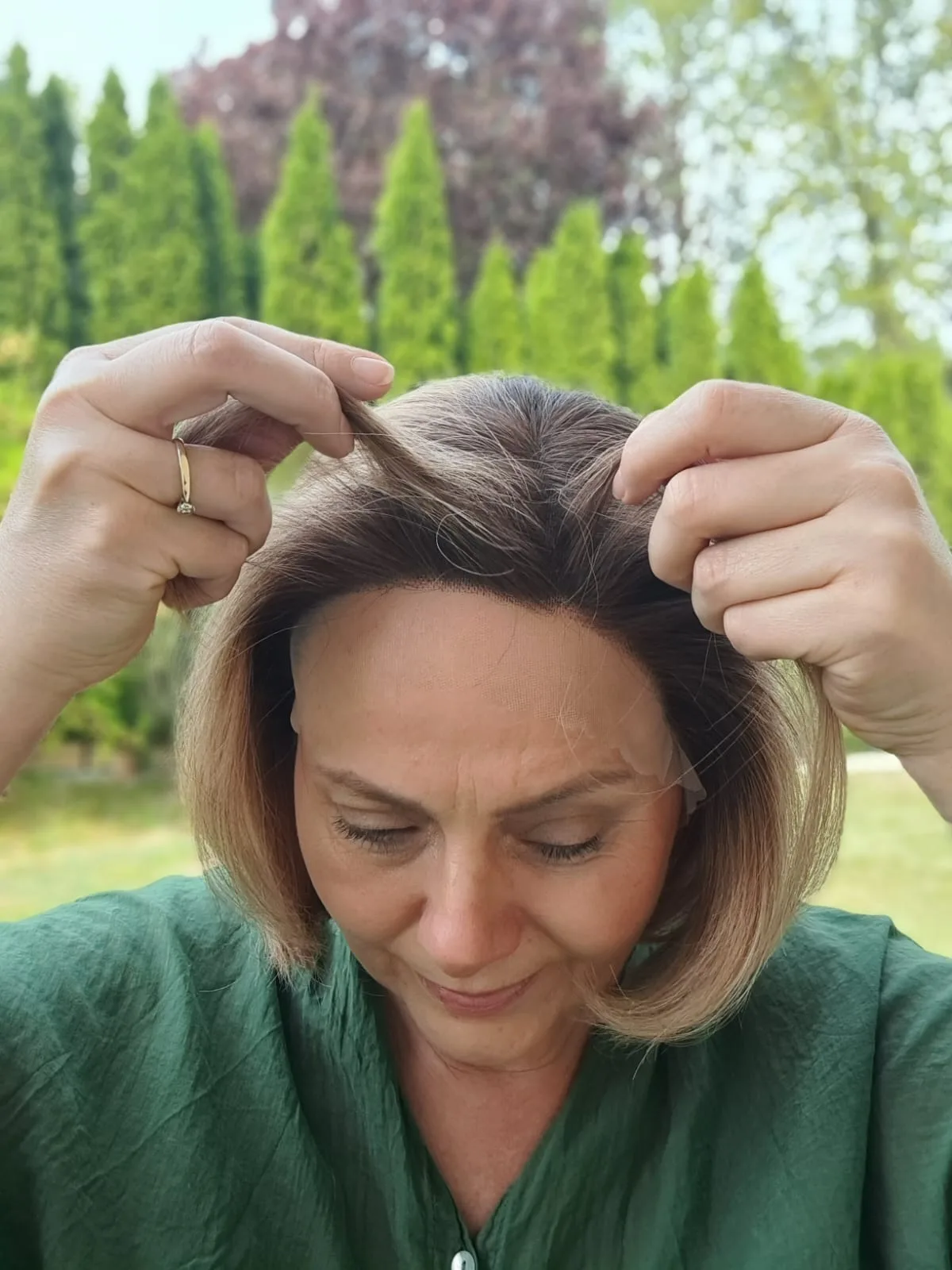 Peruka ”Dobrawa” Włos naturalny, Lace Front 13*4, kolor jasny brąz sombre - obrazek 4