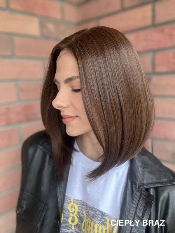 Peruka ”Miranda” Lace Front 13*6, kolor platynowy blond / ciepły brąz, fryzura Bob - obrazek 2