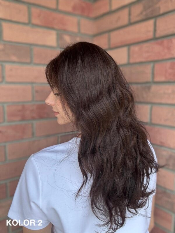 Peruka Długa z włosów naturalnych, kolor blond i brąz - obrazek 3