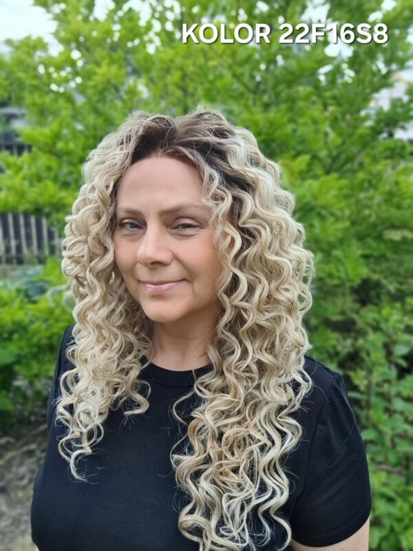 Peruka ”Malika” Lace Front 13*6, 360’ dostępna w wielu kolorach, fryzura afroloki włosy długie kręcone, damska syntetyczna – termiczna - obrazek 4