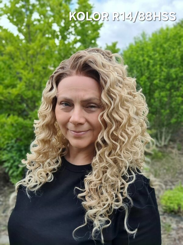 Peruka ”Malika” Lace Front 13*6, 360’ dostępna w wielu kolorach, fryzura afroloki włosy długie kręcone, damska syntetyczna – termiczna - obrazek 16