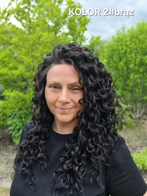 Peruka ”Malika” Lace Front 13*6, 360’ dostępna w wielu kolorach, fryzura afroloki włosy długie kręcone, damska syntetyczna – termiczna - obrazek 10