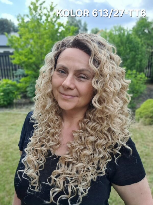 Peruka ”Malika” Lace Front 13*6, 360’ dostępna w wielu kolorach, fryzura afroloki włosy długie kręcone, damska syntetyczna – termiczna
