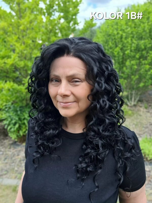 Peruka ”Malika” Lace Front 13*6, 360’ dostępna w wielu kolorach, fryzura afroloki włosy długie kręcone, damska syntetyczna – termiczna - obrazek 8