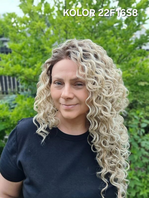 Peruka ”Malika” Lace Front 13*6, 360’ dostępna w wielu kolorach, fryzura afroloki włosy długie kręcone, damska syntetyczna – termiczna - obrazek 6