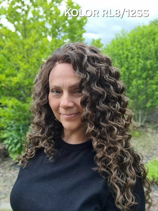 Peruka ”Malika” Lace Front 13*6, 360’ dostępna w wielu kolorach, fryzura afroloki włosy długie kręcone, damska syntetyczna – termiczna - obrazek 12